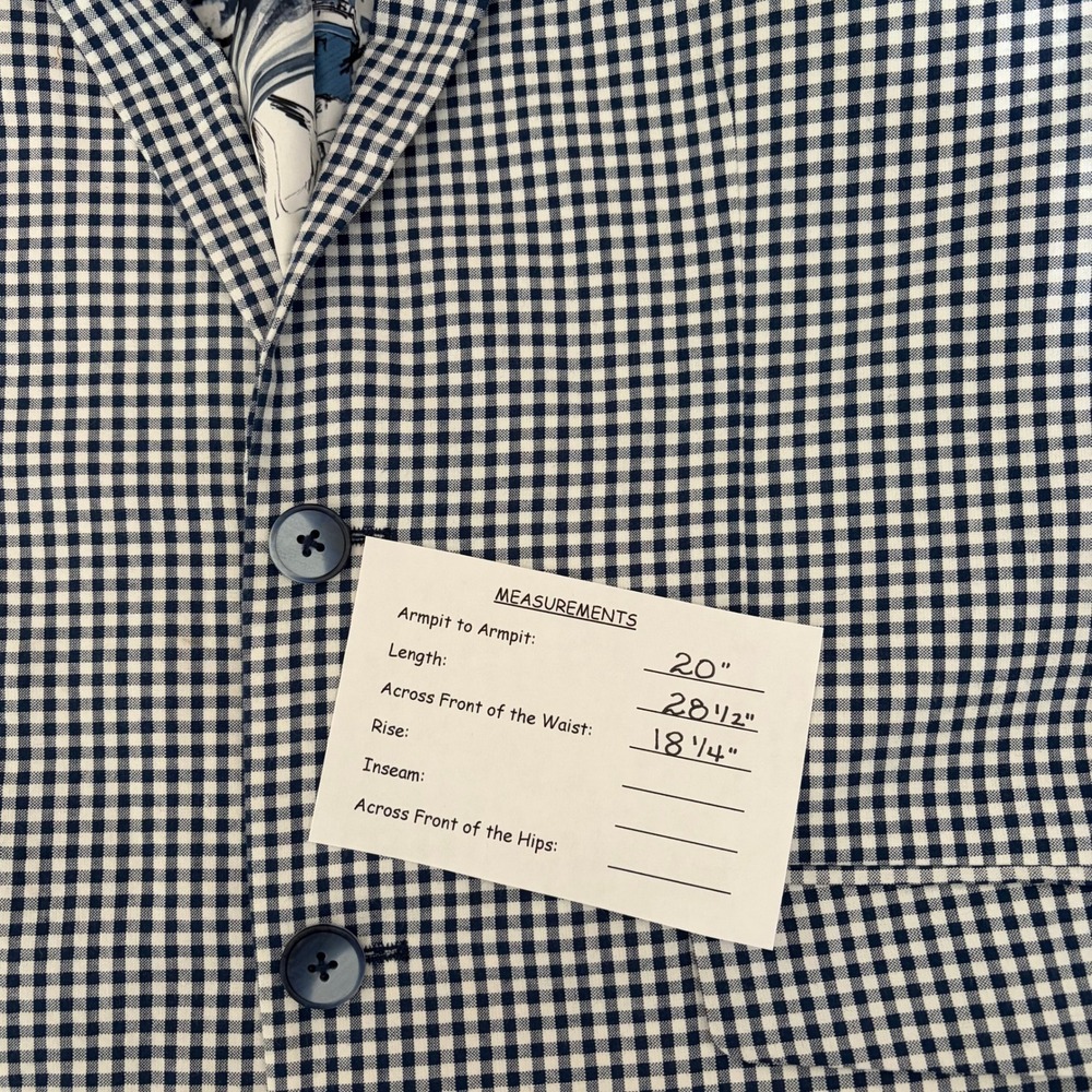 NEW! PAISLEY & GRAY Gingham Peak Two Button Blazer Blue White Nautical Lined 40R - Picture 15 of 15